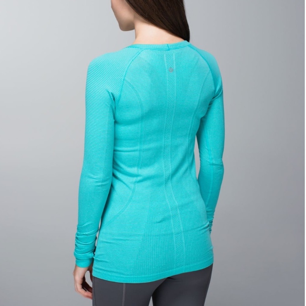 lululemon‎ Swiftly Tech Long Sleeve Scoop Heathered Blue Tropics Sz 4